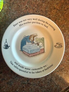 Peter Rabbit Illustrated Ceramic Plate - Blue, Cream, Brown